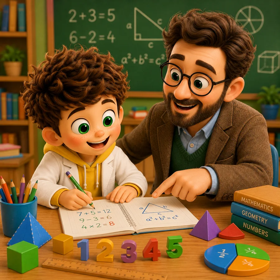Mentor pomaže djetetu u matematici i logici