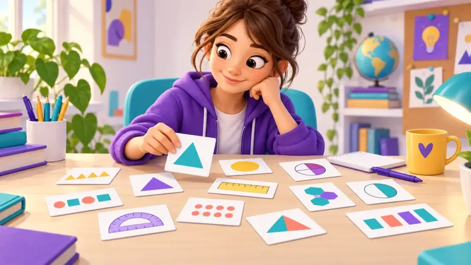 Učenica vježba isprepleteno učenje s pomiješanim vrstama matematičkih zadataka.
