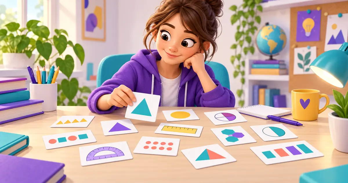 Učenica vježba isprepleteno učenje s pomiješanim vrstama matematičkih zadataka.
